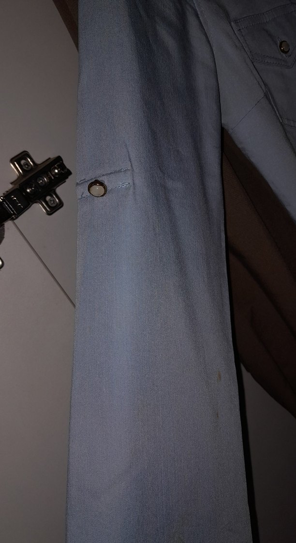 Gri Düğmeli Denim Kadın Gömlek - Görsel 2