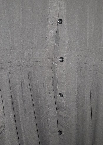 Uzun Siyah Düğmeli Gotik Elbise - Görsel 2