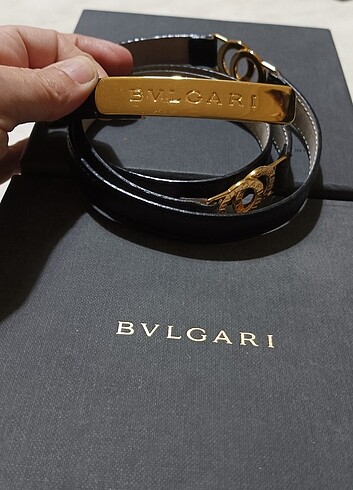 Bvlgari Orjinal Bvlgari Altın kaplama tokalı deri kemer 