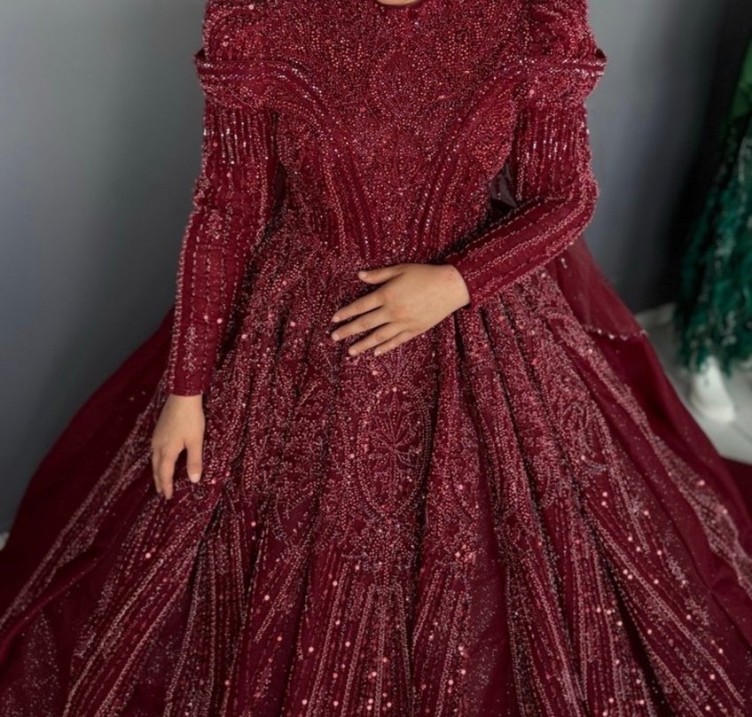 Bordo Boncuk İşlemeli KINALIK - Görsel 2