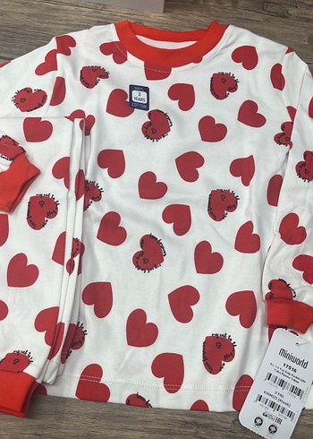 Kırmızı Kalp Desenli Çocuk İçlik - Görsel 2