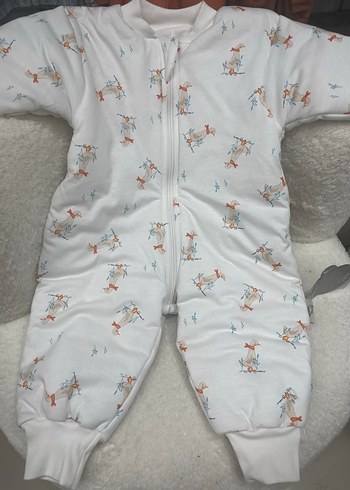 Renkli Desenli Beyaz Bebek Tulumu - Görsel 2