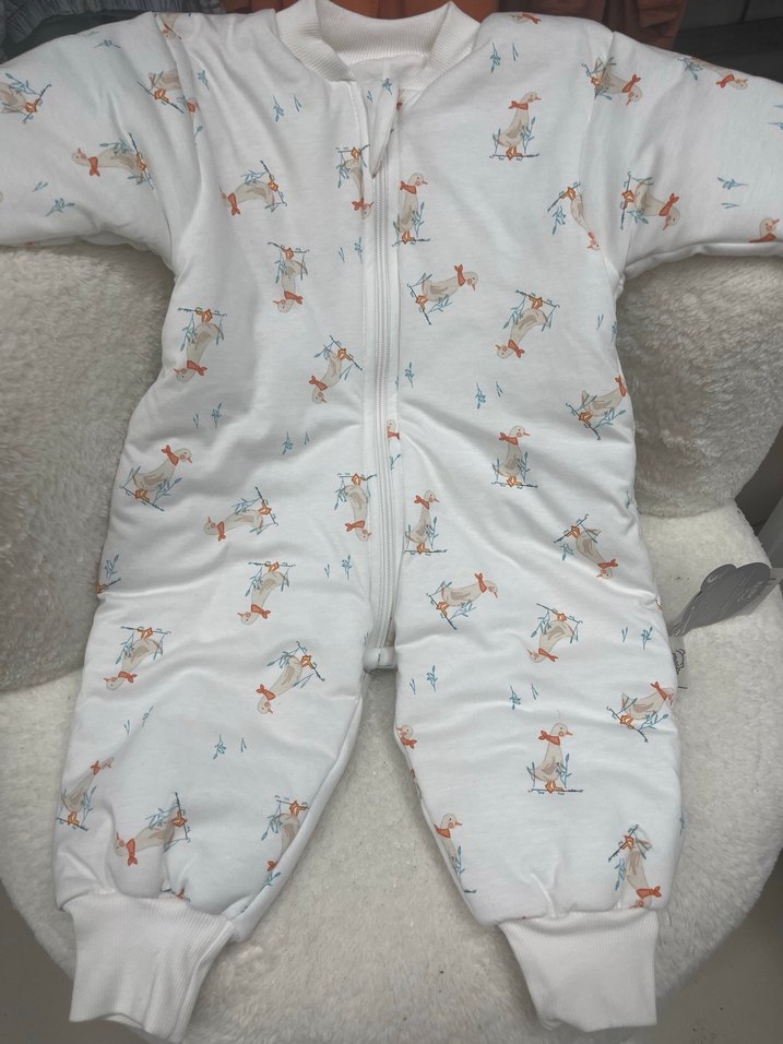 Renkli Desenli Beyaz Bebek Tulumu - Görsel 2