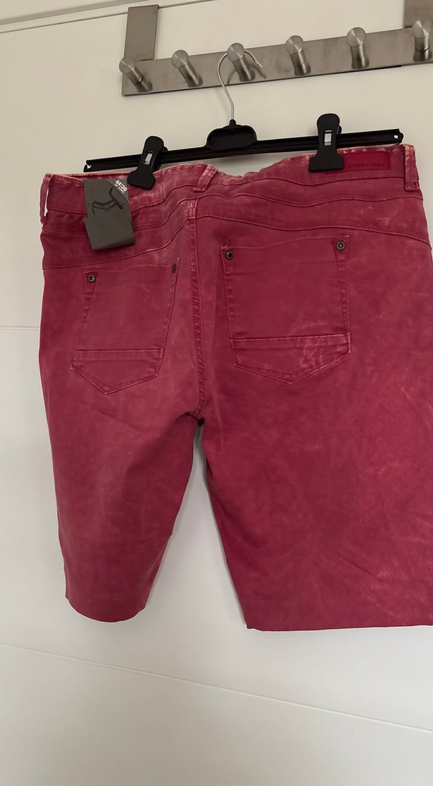 Bordo  Midi Denim Kadın Bermuda Şort - Görsel 4