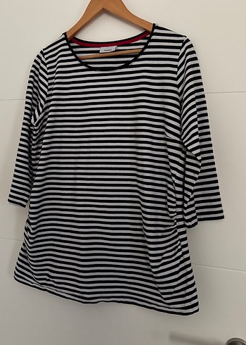 Çizgili Siyah Hamile Tişörtü - Görsel 5