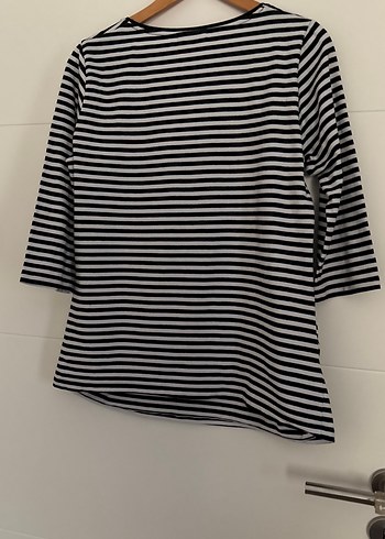 Çizgili Siyah Hamile Tişörtü - Görsel 4