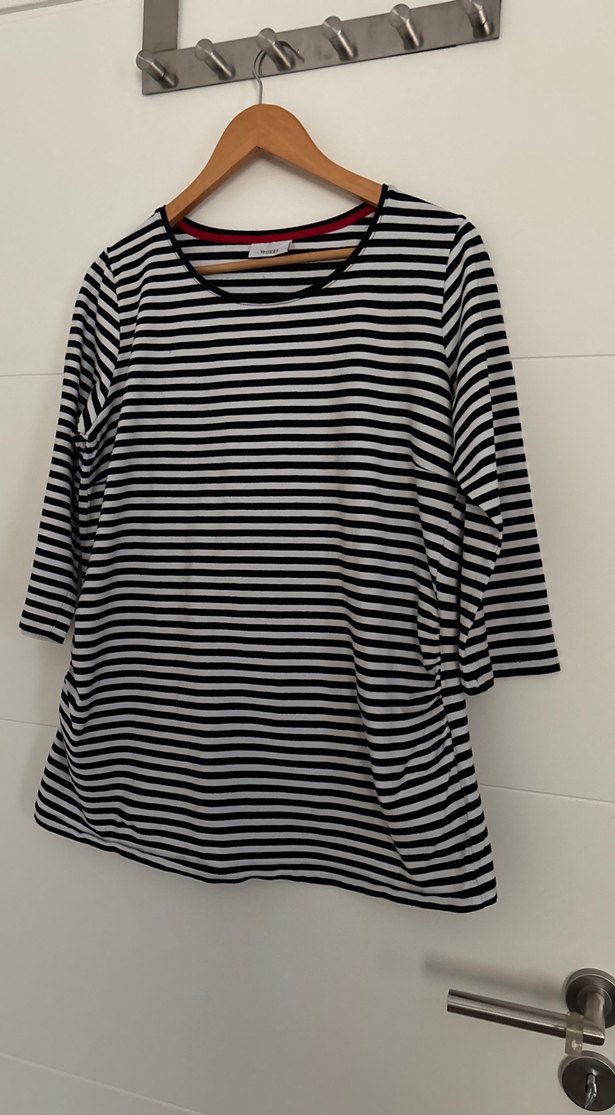 Çizgili Siyah Hamile Tişörtü - Görsel 5