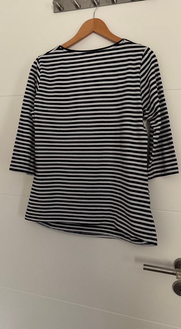 Çizgili Siyah Hamile Tişörtü - Görsel 4