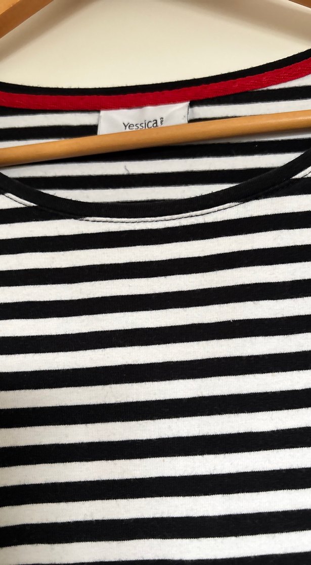 Çizgili Siyah Hamile Tişörtü - Görsel 3