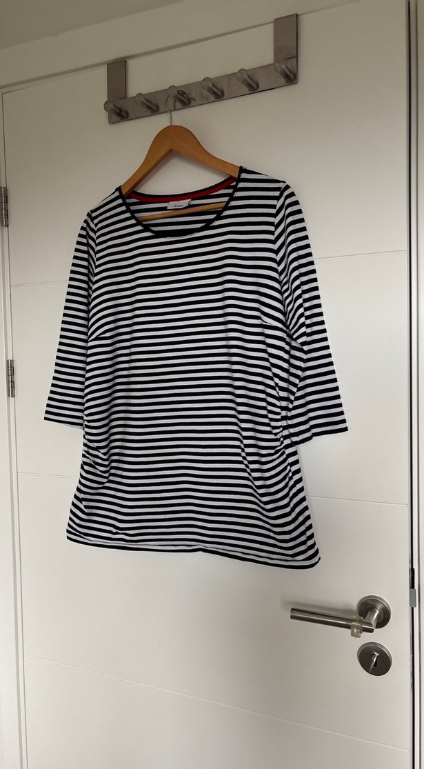 Çizgili Siyah Hamile Tişörtü - Görsel 2