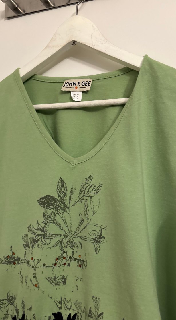 Yeşil Baskılı Hamile Uzun Kollu Tişört - Görsel 2