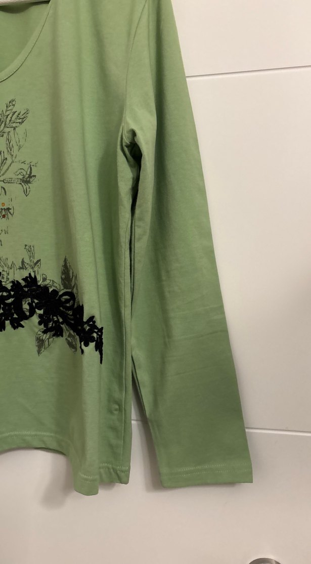 Yeşil Baskılı Hamile Uzun Kollu Tişört - Görsel 4