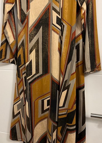 Kadın Çok Renkli Uzun Desenli Salaş Elbise - Görsel 9