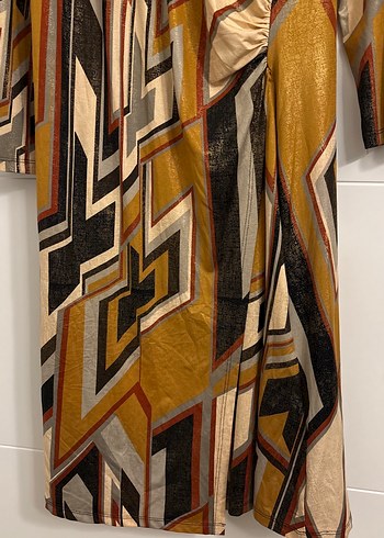 Kadın Çok Renkli Uzun Desenli Salaş Elbise - Görsel 4