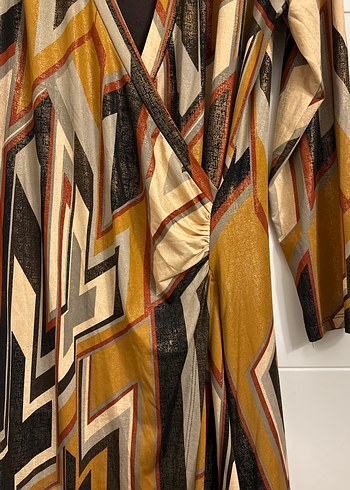 Kadın Çok Renkli Uzun Desenli Salaş Elbise - Görsel 3