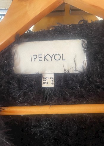 ipekyol İpekyol marka Kürk Detaylı Gri Desenli Uzun Kadın Kaban