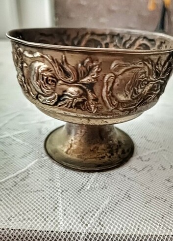 Vintage metal şekerlik ve mumluk