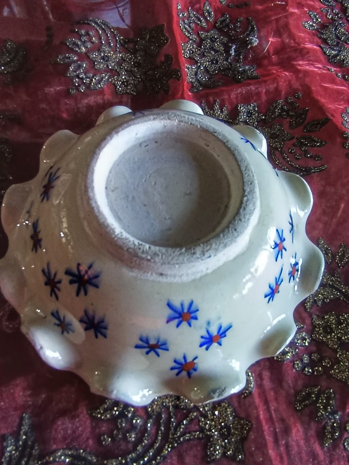 Vintage Mavi Çiçek Desenli Dalgalı Tabak - Görsel 4