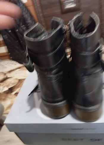 Siyah Deri Kadın Punk Botları - Görsel 4