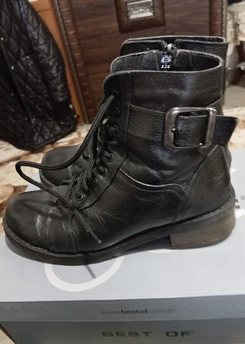 Siyah Deri Kadın Punk Botları - Görsel 3