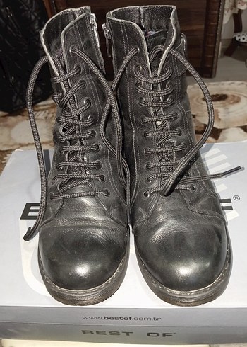 Siyah Deri Kadın Punk Botları - Görsel 2