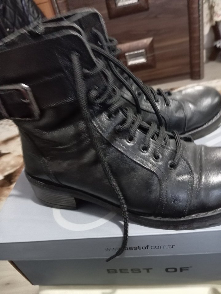 Siyah Deri Kadın Punk Botları - Görsel 5