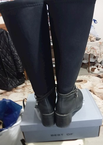 Tokalı Siyah Deri Dizüstü Çizmeler - Görsel 4