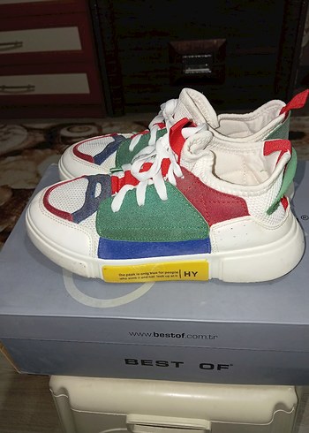 Renkli Bağcıklı ve Cırt Cırtlı Kadın Spor Ayakkabı - Görsel 3