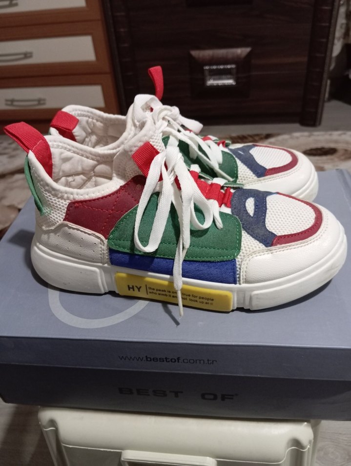 Renkli Bağcıklı ve Cırt Cırtlı Kadın Spor Ayakkabı - Görsel 4