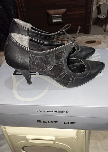 Siyah Deri Stiletto Topuklu Kadın Ayakkabı - Görsel 5