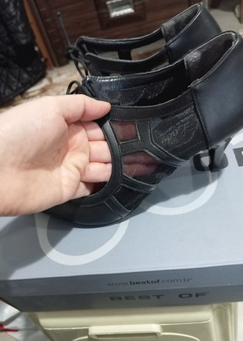 Siyah Deri Stiletto Topuklu Kadın Ayakkabı - Görsel 2