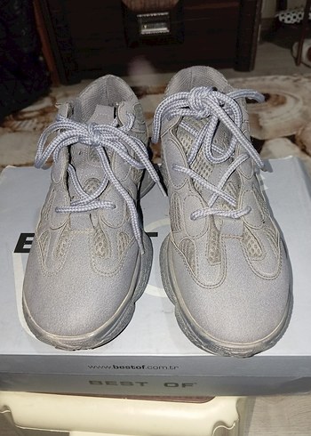 Bej Gri Bağcıklı Stiletto Topuklu Spor Ayakkabı orjinal - Görsel 2