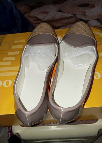 Bej Yılan Desenli Tokalı Kadın Topuklu Babet - Görsel 4