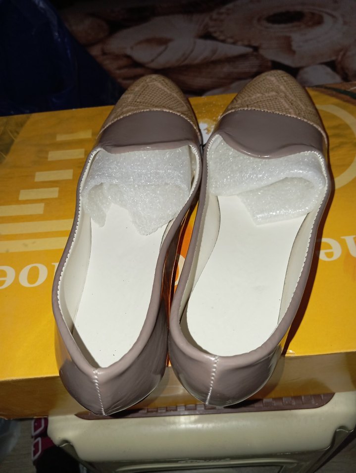 Bej Yılan Desenli Tokalı Kadın Topuklu Babet - Görsel 4