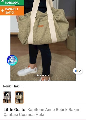 Little Gusto Kapitone Anne Bebek Bakım Çantası Haki