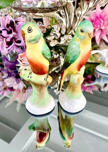 Antika Dekoratif 2-li Papağan Biblo - Görsel 3