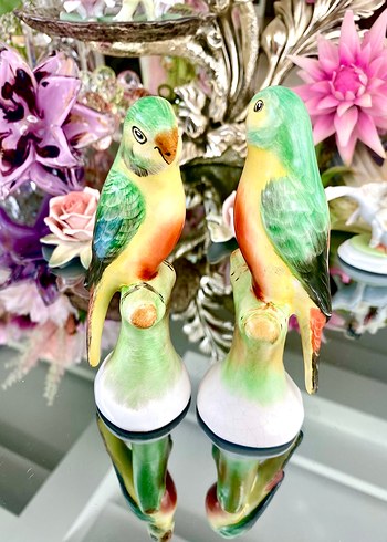 Antika Dekoratif 2-li Papağan Biblo - Görsel 2