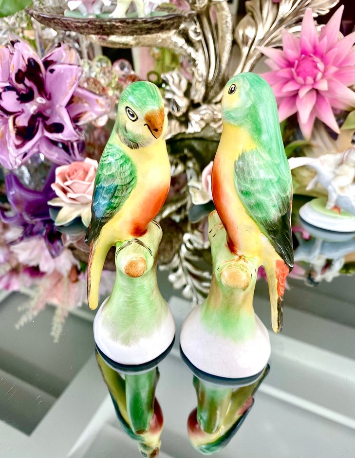 Antika Dekoratif 2-li Papağan Biblo - Görsel 2