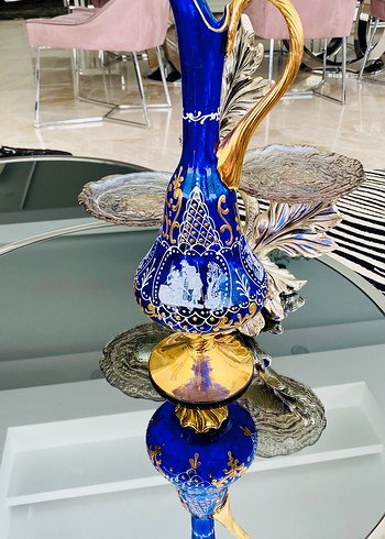 Beden mavi Renk İtalyan Murano Üfleme Vam Sürahi