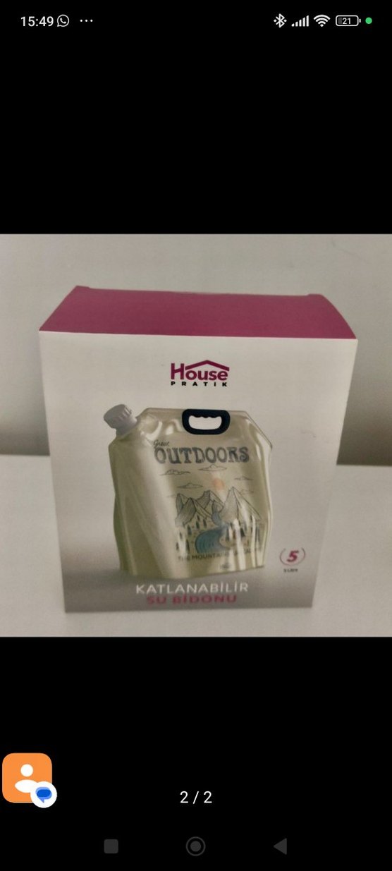 Katlanabilir 5 Litre Su Bidonu - Beyaz - Görsel 3