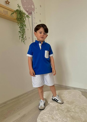 Mavi Kısa Kollu Erkek Polo Tişört