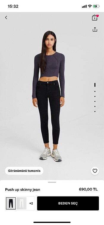 38 Beden siyah Renk Push up skinny jeans