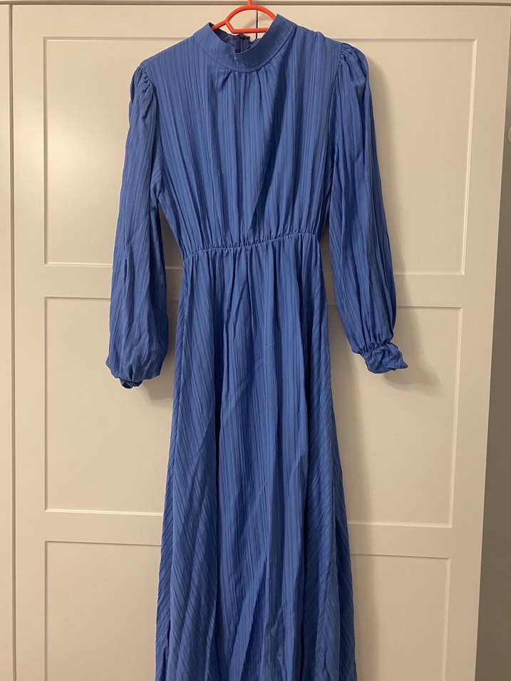 Mavi  Uzun  Elbise - Görsel 3