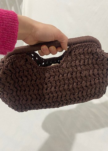 Kahverengi Örgü Kadın Çanta - Görsel 2