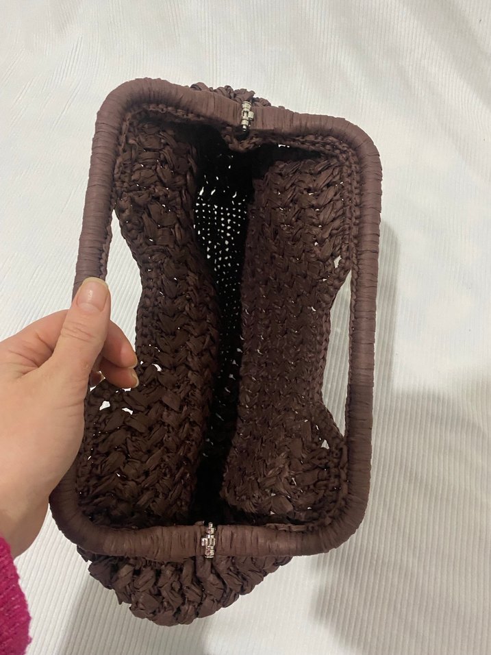 Kahverengi Örgü Kadın Çanta - Görsel 3