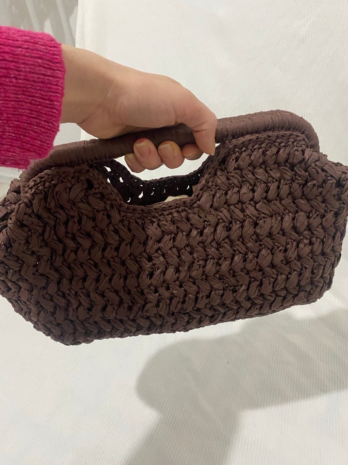Kahverengi Örgü Kadın Çanta - Görsel 2