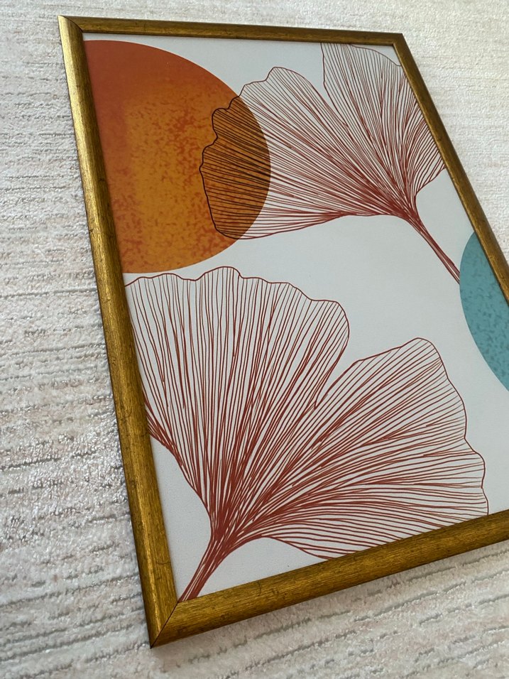 Altın Çerçeveli Modern Soyut Tablo - Görsel 2