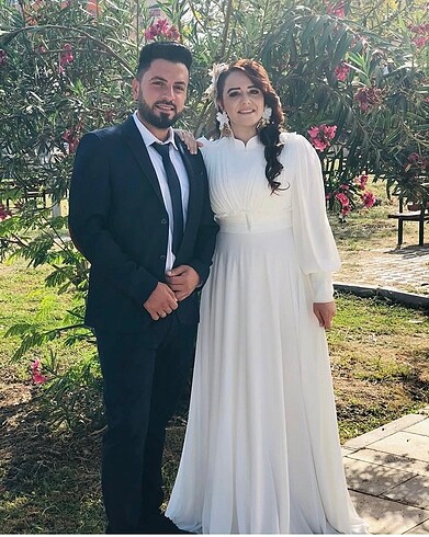 Tesettür nikah elbisesi beyaz