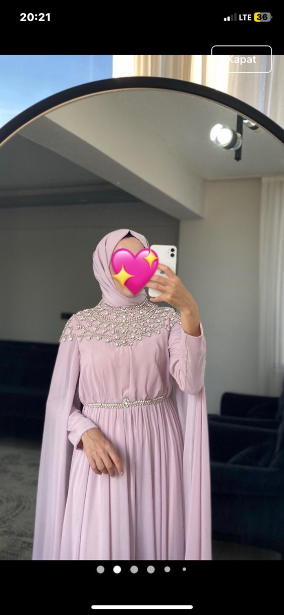 Satılık Pembe Taşlı Uzun Kollu Abiye Elbise Moda Zehrada - Görsel 2