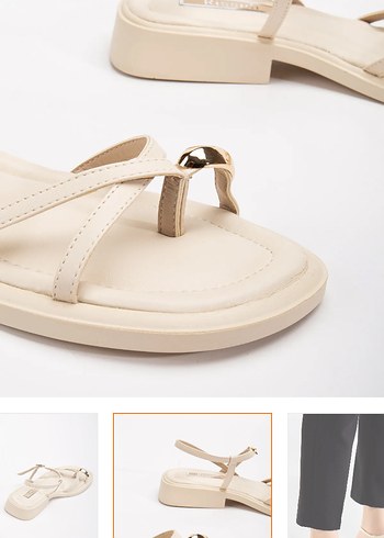 Bej Minimalist Kadın Topuklu Sandalet - Görsel 3